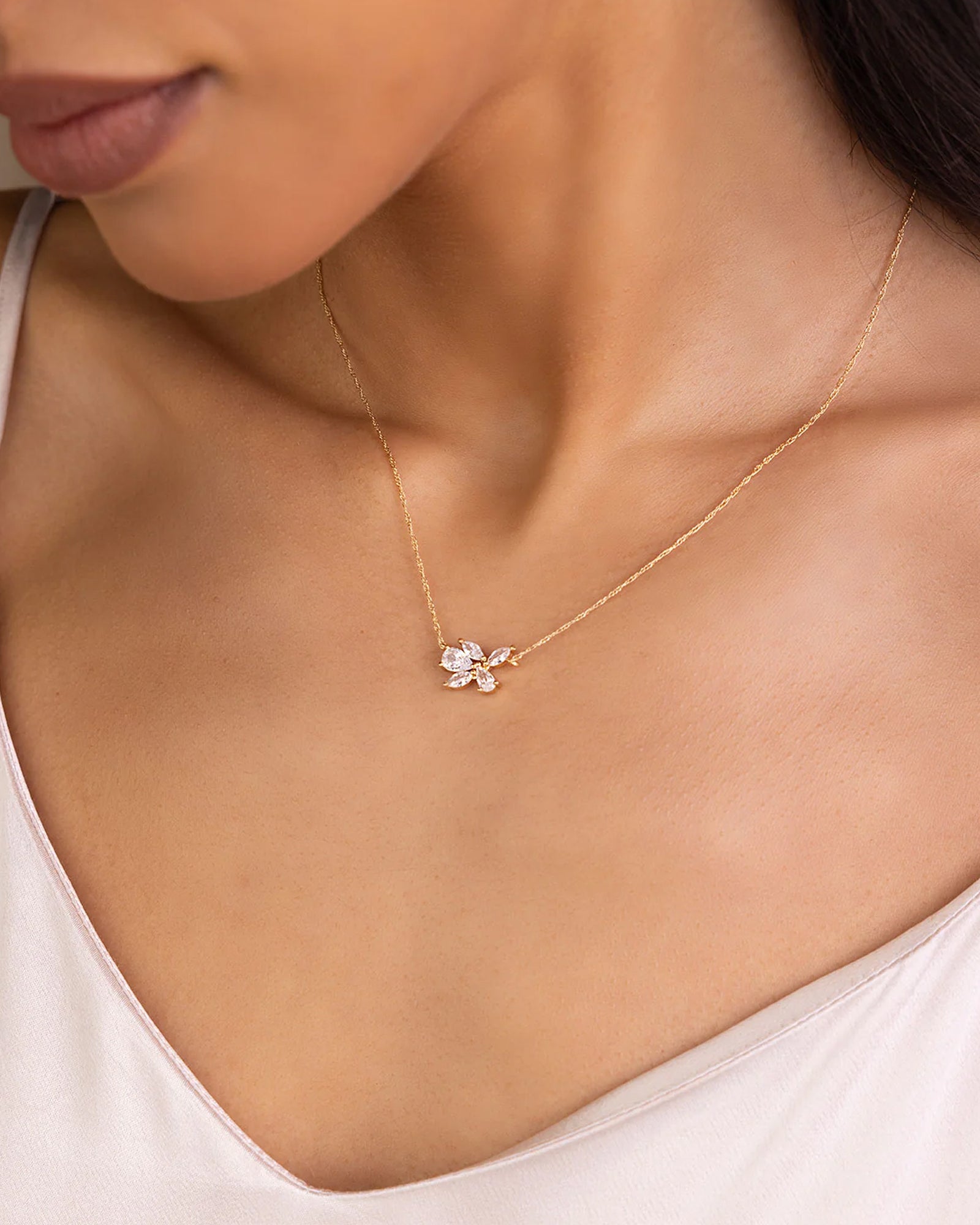 Florence Pendant Necklace 14k Gold Plated, Cubic Zirconia