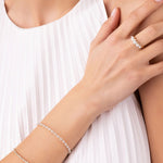 Mia Ring 14k Gold Plated, Cubic Zirconia, White Pearl / 5
