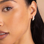 Elle Hoops 14k Gold Plated, Cubic Zirconia, White Pearl