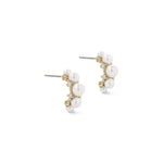 Elle Hoops 14k Gold Plated, Cubic Zirconia, White Pearl