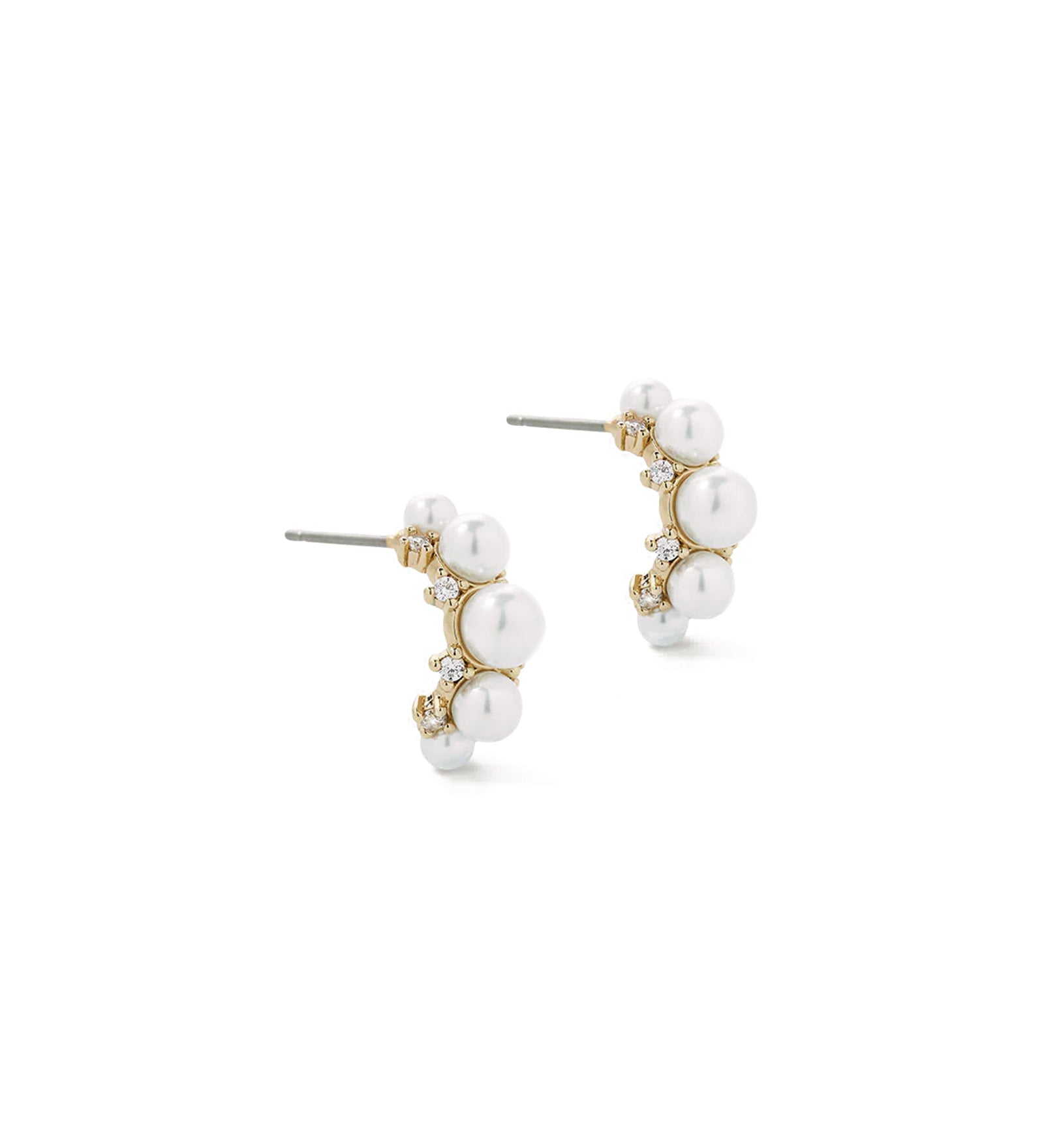 Elle Hoops 14k Gold Plated, Cubic Zirconia, White Pearl