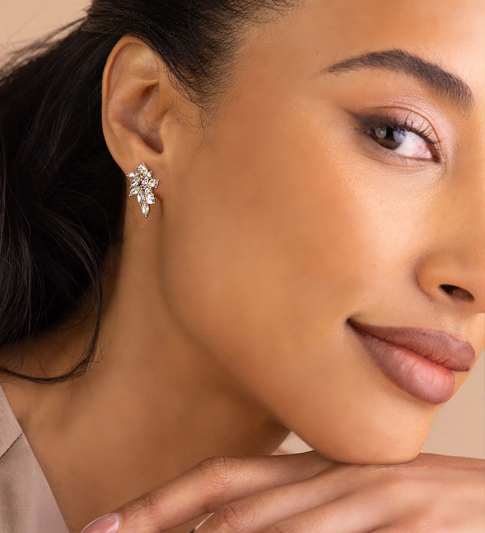Cassie Studs 14k Gold Plated, Crystal