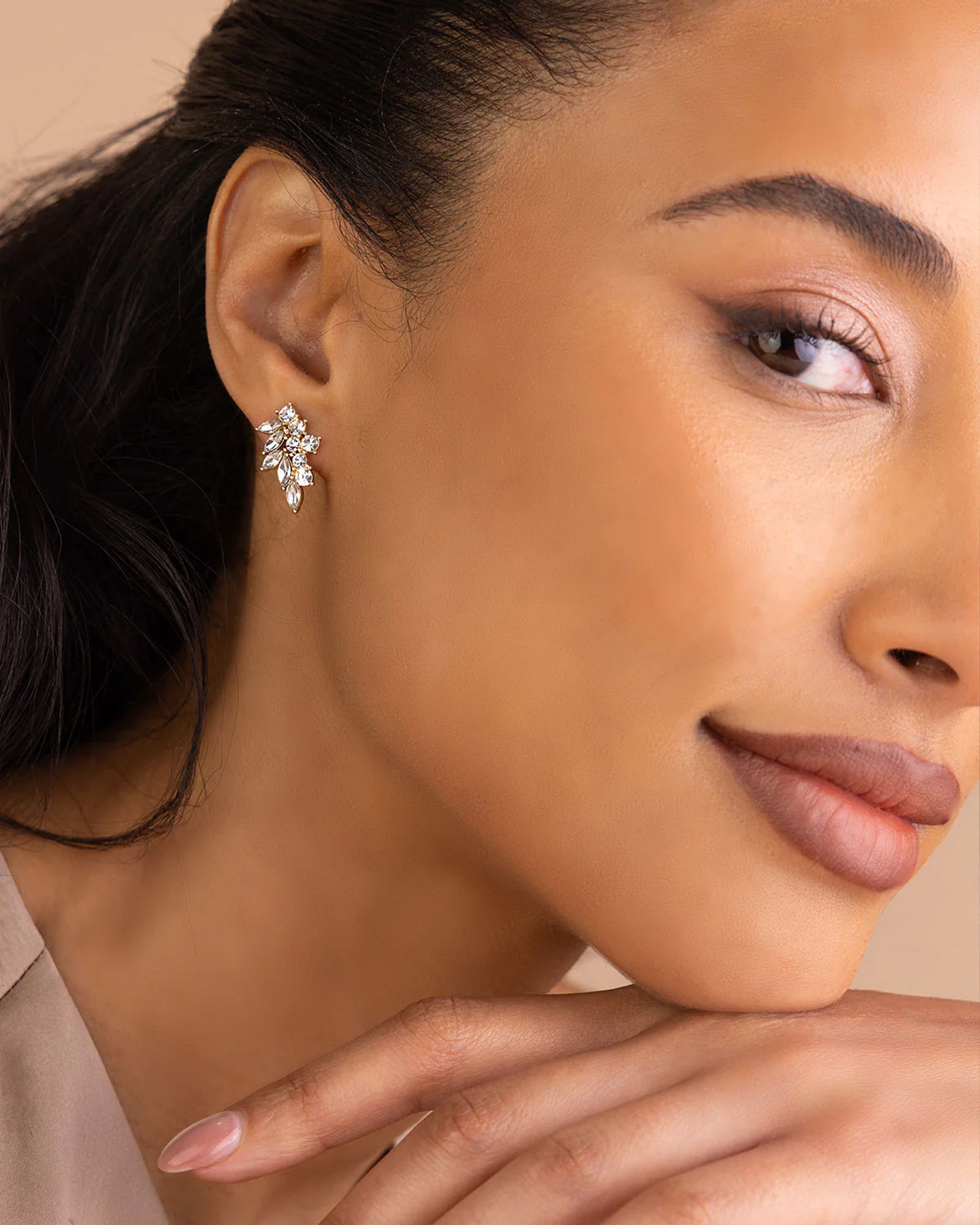 Cassie Studs 14k Gold Plated, Crystal