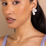 Eden Earrings 14k Gold Plated, Cubic Zirconia, White Pearl