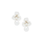 Eden Earrings 14k Gold Plated, Cubic Zirconia, White Pearl