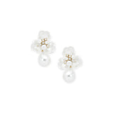 Eden Earrings 14k Gold Plated, Cubic Zirconia, White Pearl