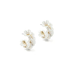 Fiona Hoops 14k Gold Plated, Cubic Zirconia, White Pearl