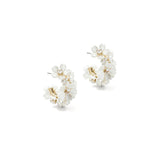 Fiona Hoops 14k Gold Plated, Cubic Zirconia, White Pearl