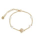 Oceane Bracelet 14k Gold Plated, Cubic Zirconia, White Pearl