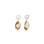 Neryda Drops 14k Gold Plated, Cubic Zirconia, White Pearl