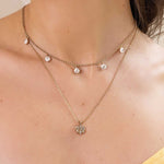 Kaia Necklace 14k Gold Plated, Cubic Zirconia, White Pearl