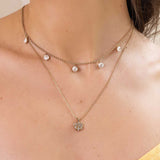 Kaia Necklace 14k Gold Plated, Cubic Zirconia, White Pearl