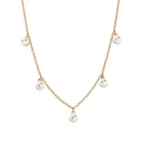 Kaia Necklace 14k Gold Plated, Cubic Zirconia, White Pearl