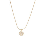 Marella Necklace 14k Gold Plated, Cubic Zirconia, White Pearl