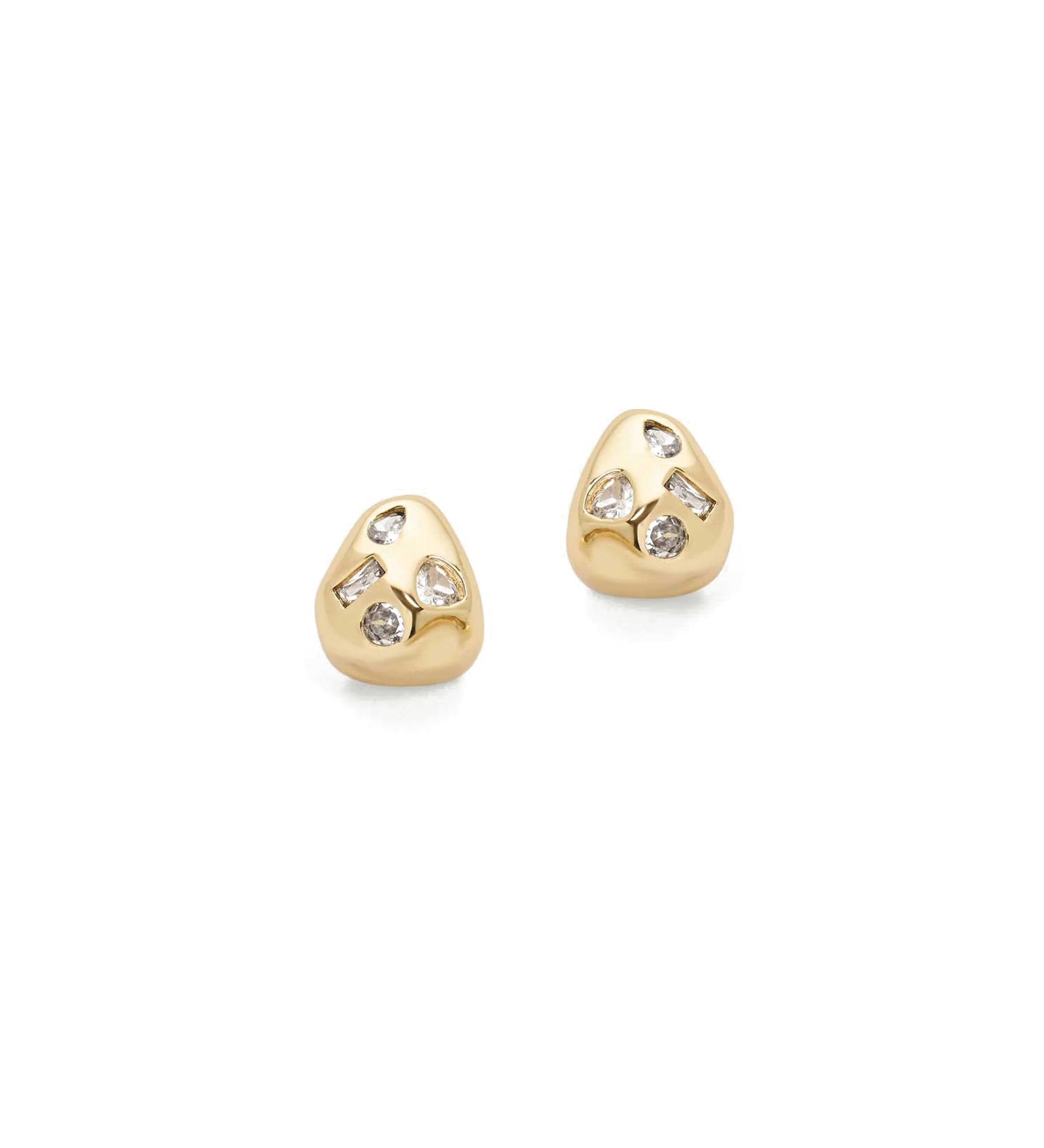 Ginny Studs 14k Gold Plated, Cubic Zirconia
