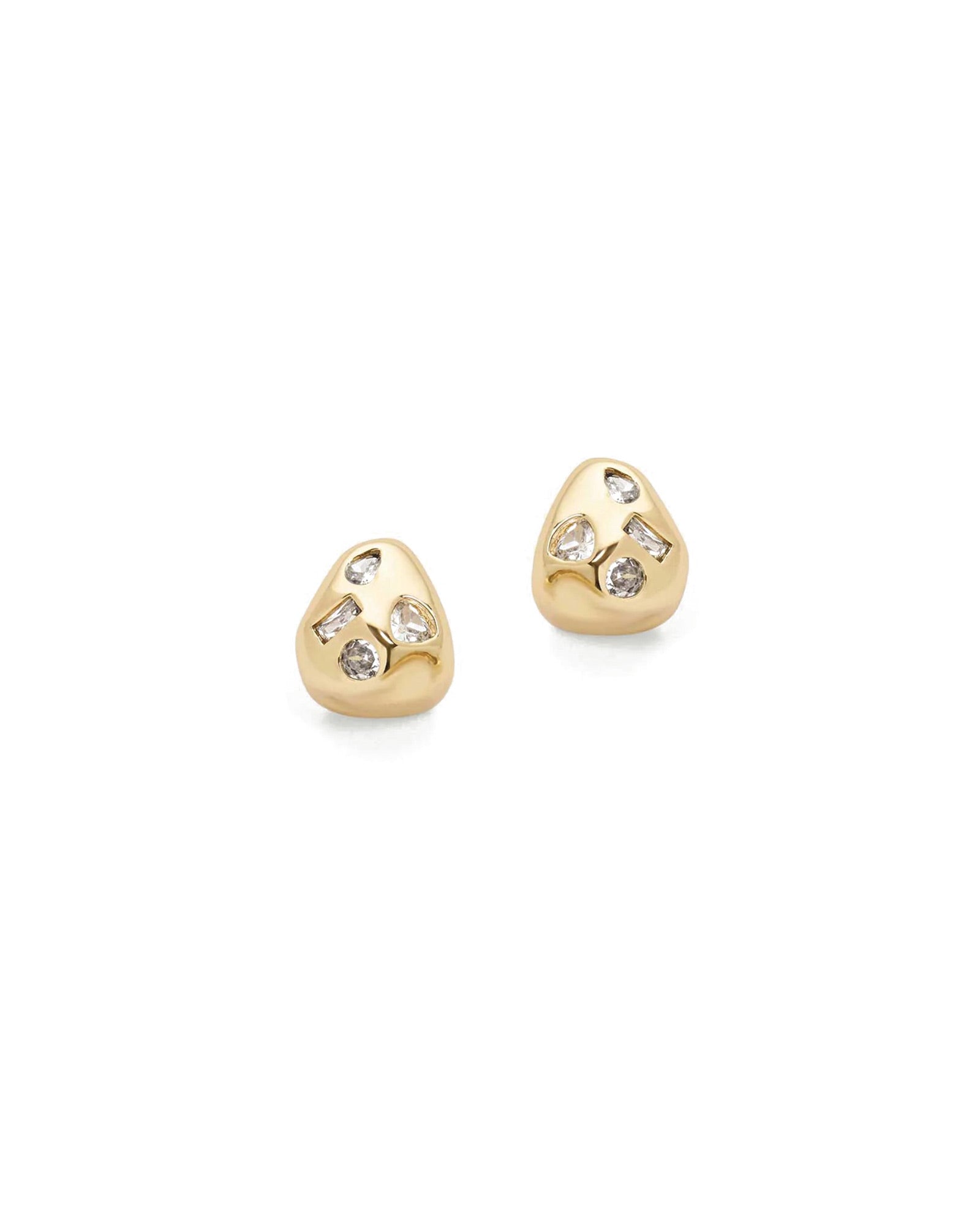 Ginny Studs 14k Gold Plated, Cubic Zirconia