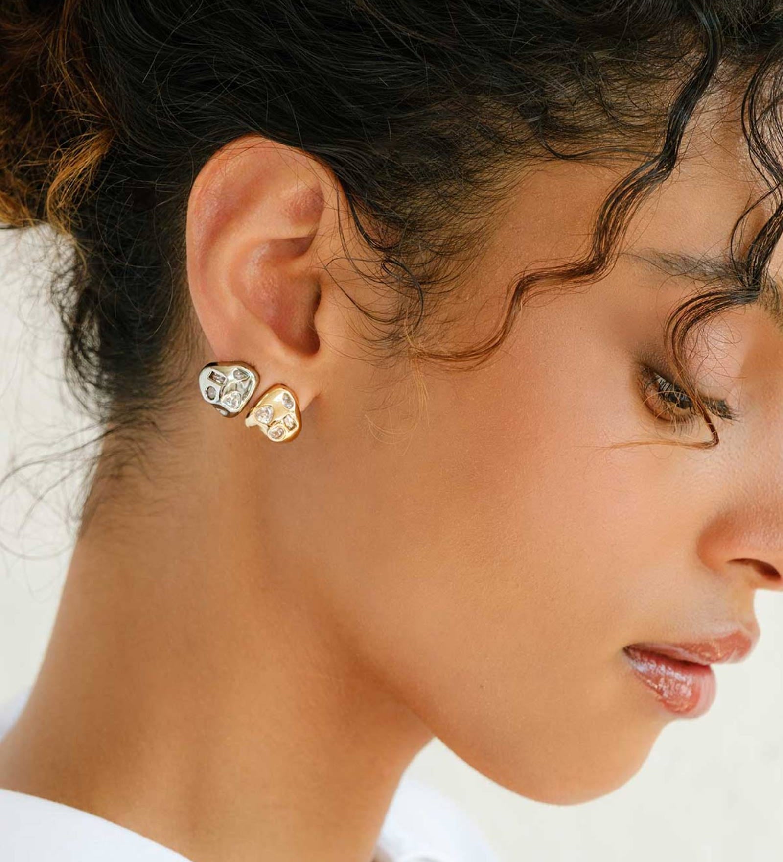 Ginny Studs Silver Tone Plated, Cubic Zirconia