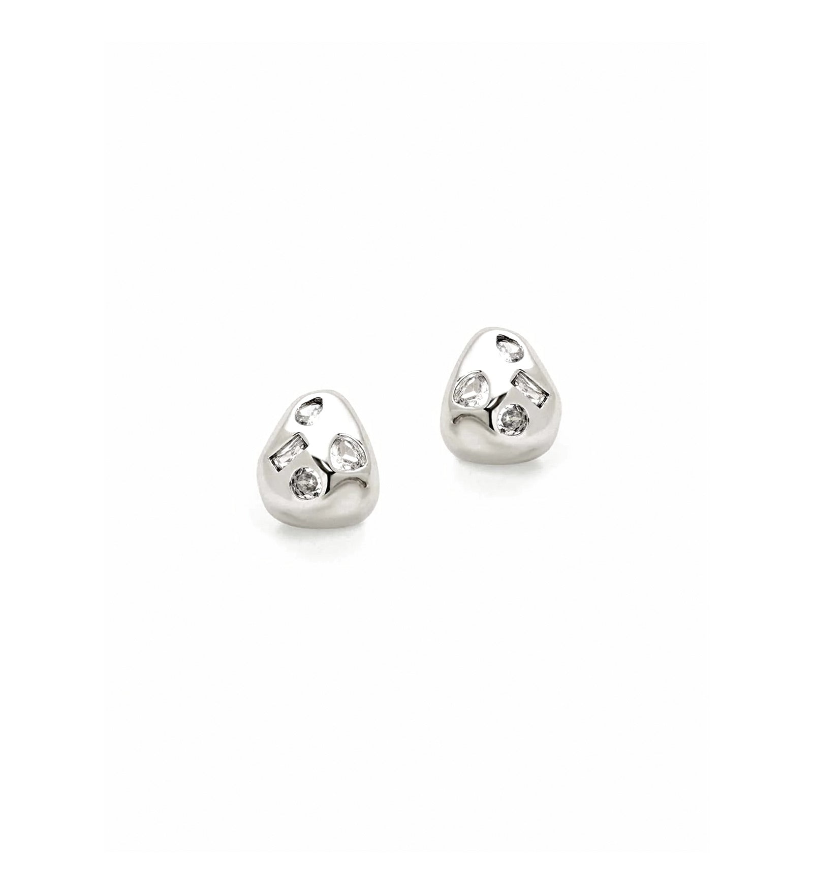 Ginny Studs Silver Tone Plated, Cubic Zirconia