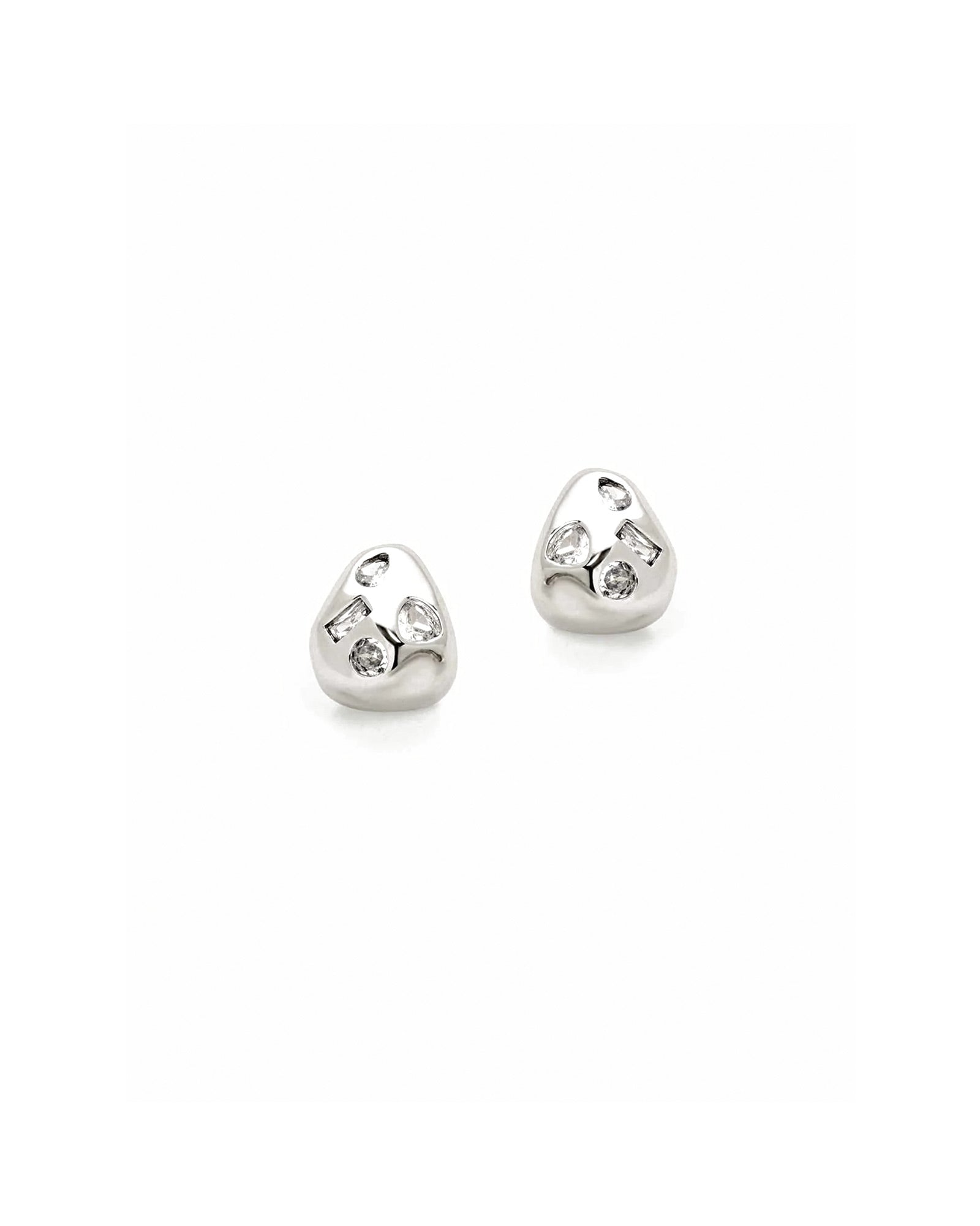 Ginny Studs Silver Tone Plated, Cubic Zirconia