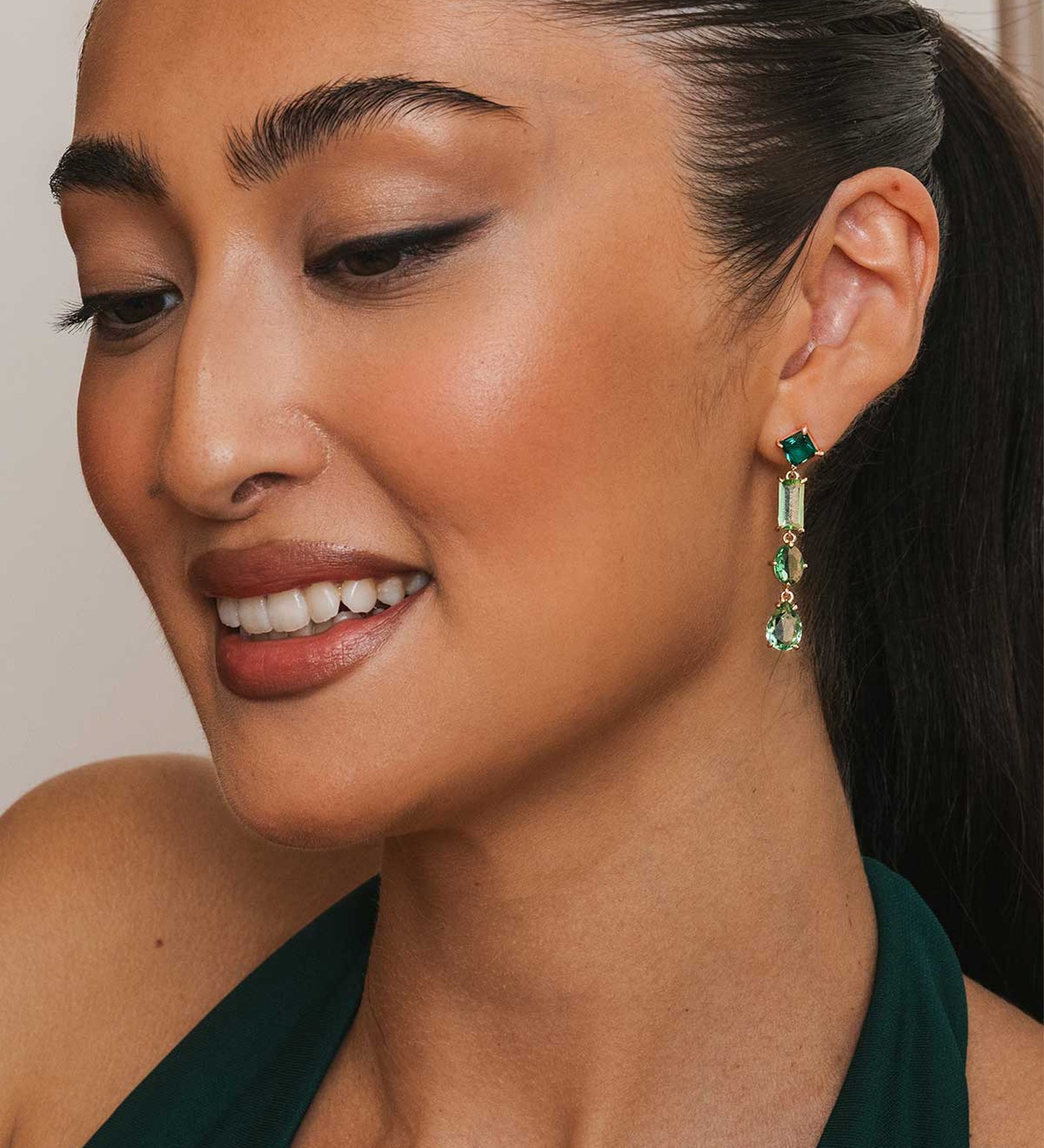 Artemisia Drops 14k Gold Plated, Green