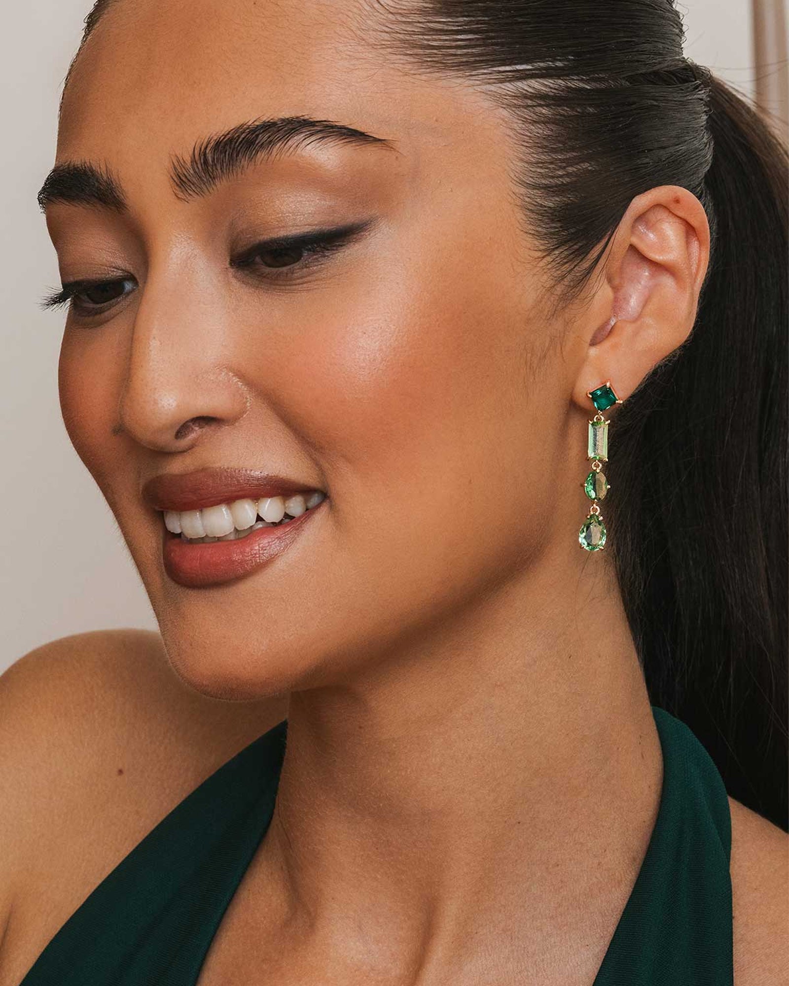 Artemisia Drops 14k Gold Plated, Green