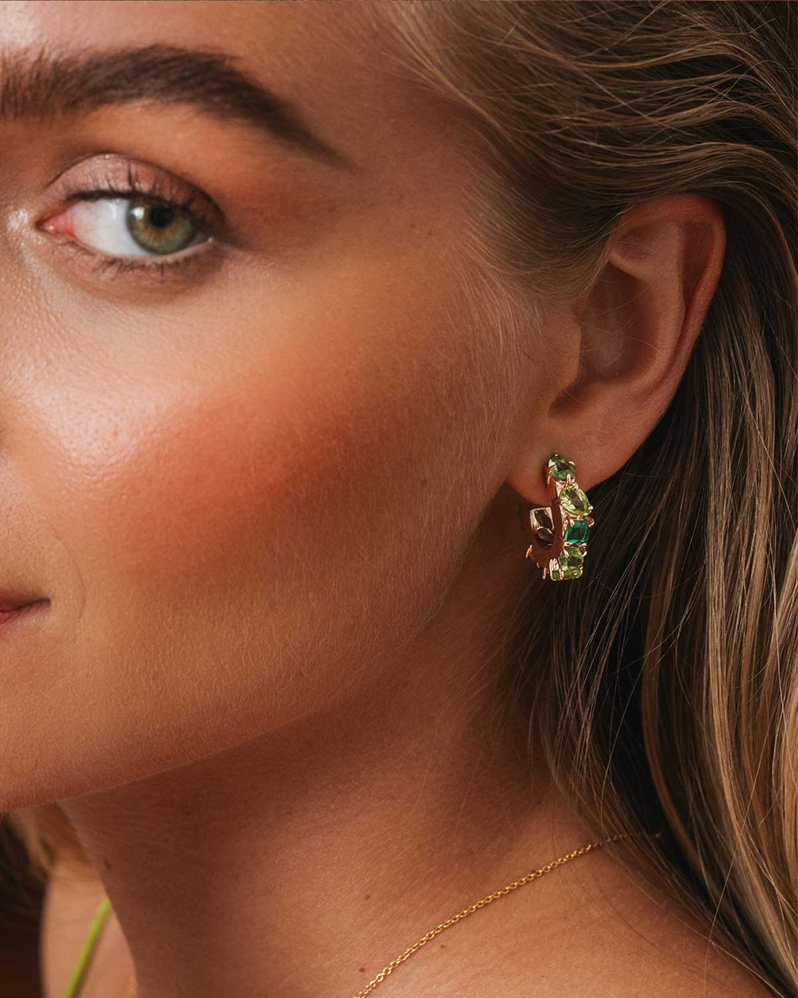 Noelle Hoops 14k Gold Plated, Green