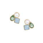 Olive & Piper-Clemence Studs-Earrings-14k Gold Plated, Crystal, Pearl-Blue Ruby Jewellery-Vancouver Canada