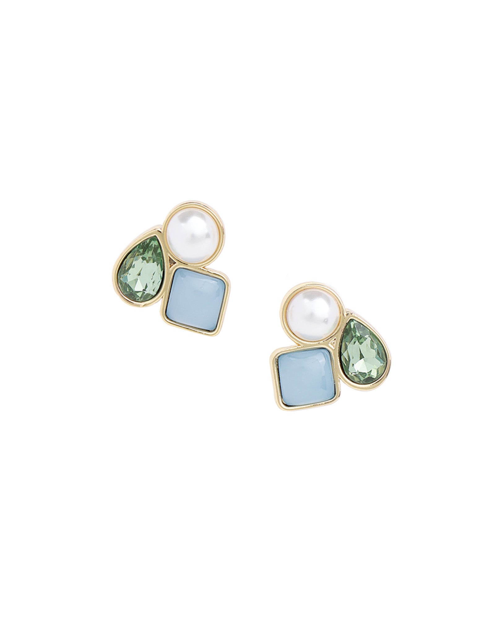 Olive & Piper-Clemence Studs-Earrings-14k Gold Plated, Crystal, Pearl-Blue Ruby Jewellery-Vancouver Canada
