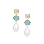 Olive & Piper-Iris Drop Earrings-Earrings-14k Gold Plated, Pearl, Crystal-Blue Ruby Jewellery-Vancouver Canada