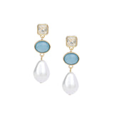 Olive & Piper-Iris Drop Earrings-Earrings-14k Gold Plated, Pearl, Crystal-Blue Ruby Jewellery-Vancouver Canada