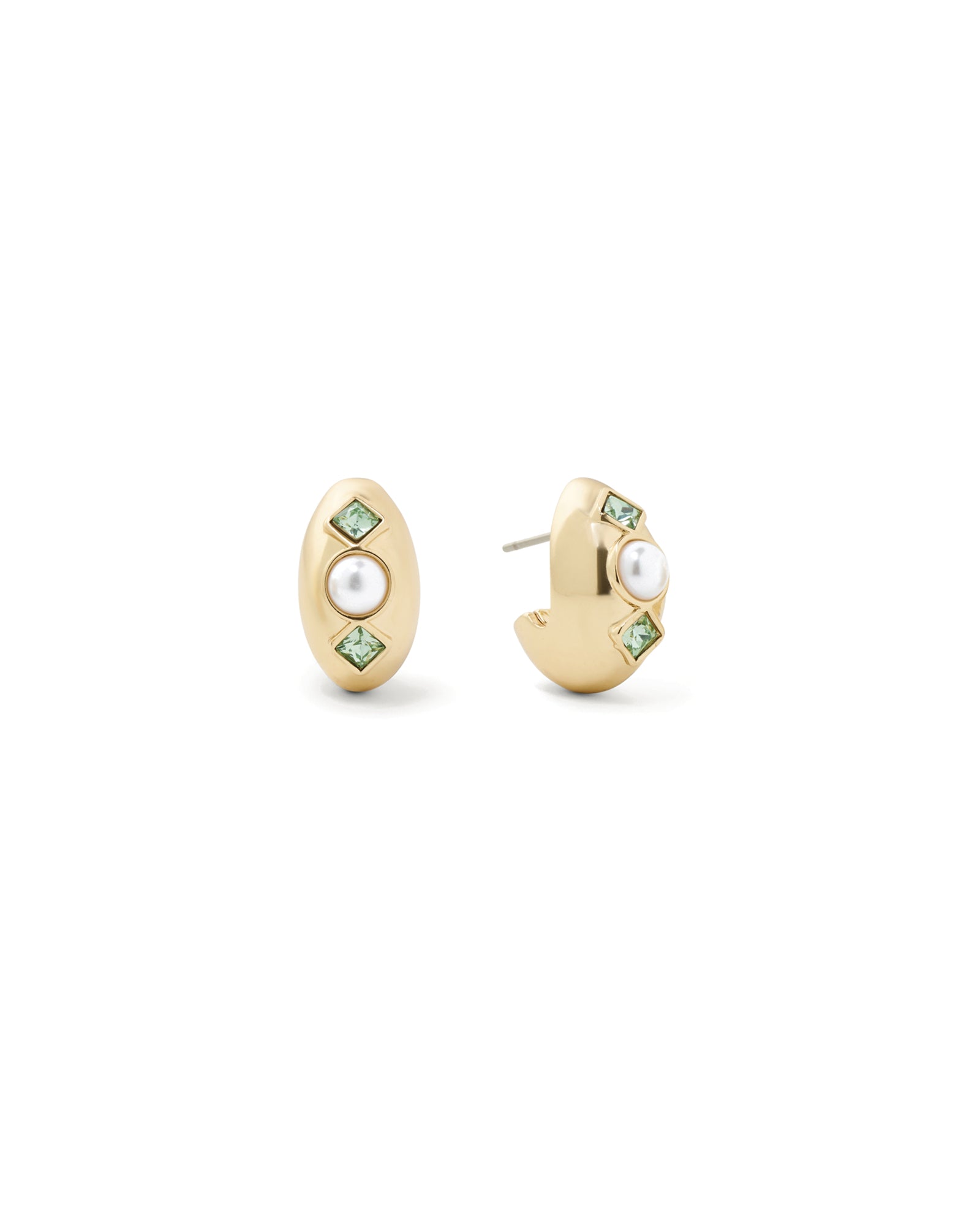 Olive & Piper-Clove Huggies-Earrings-14k Gold Plated, Pearl, Crystal-Blue Ruby Jewellery-Vancouver Canada