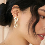 Charlotte Drops 14k Gold Plated, Cubic Zirconia, Pearls