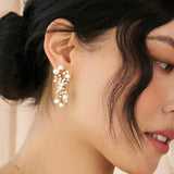 Charlotte Drops 14k Gold Plated, Cubic Zirconia, Pearls