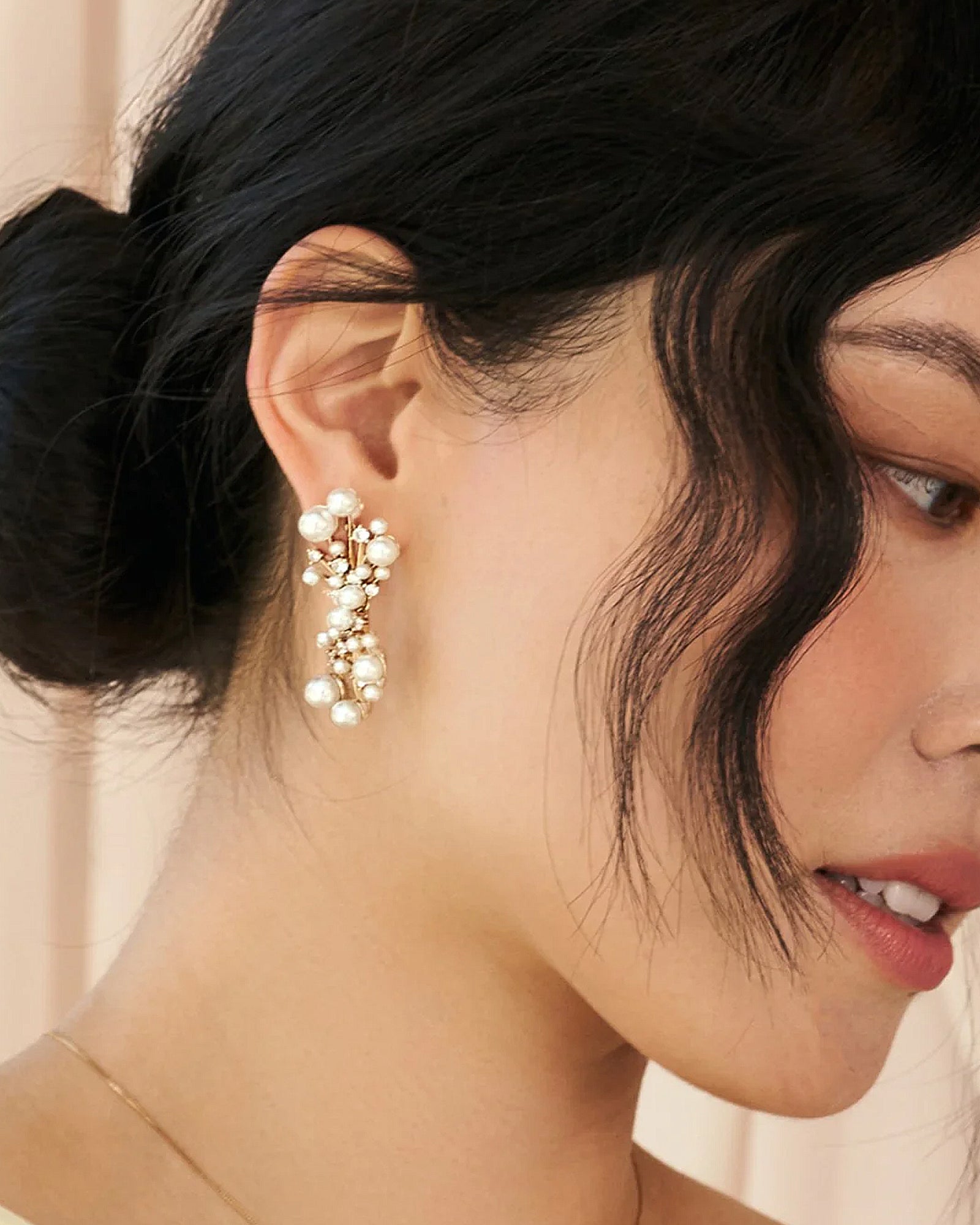 Charlotte Drops 14k Gold Plated, Cubic Zirconia, Pearls