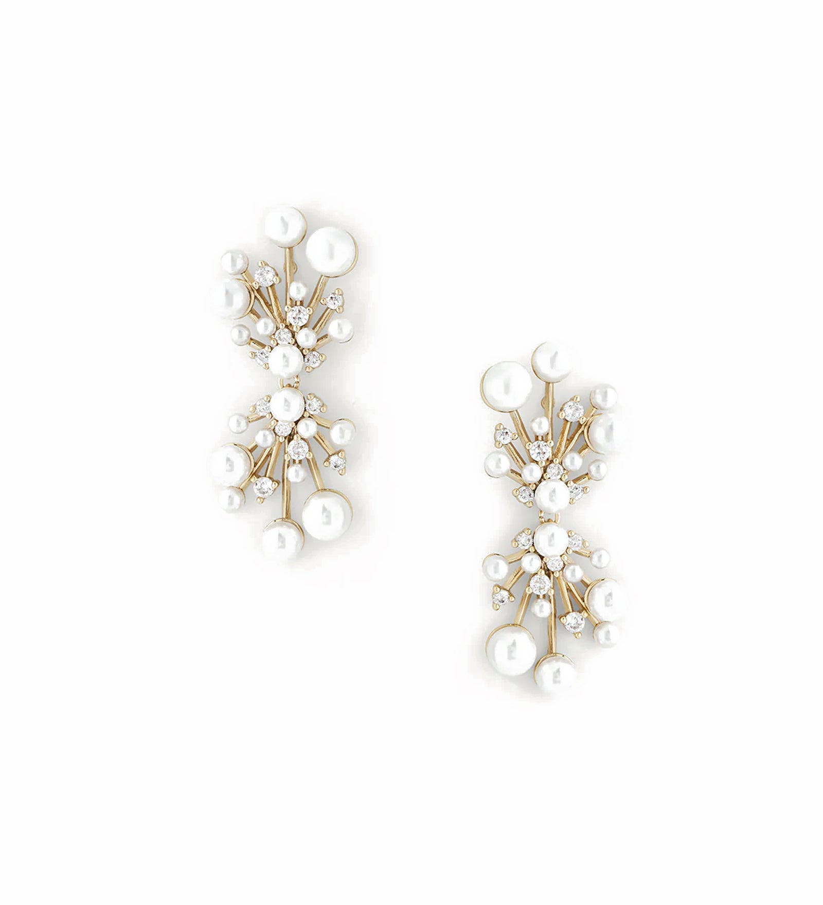 Charlotte Drops 14k Gold Plated, Cubic Zirconia, Pearls