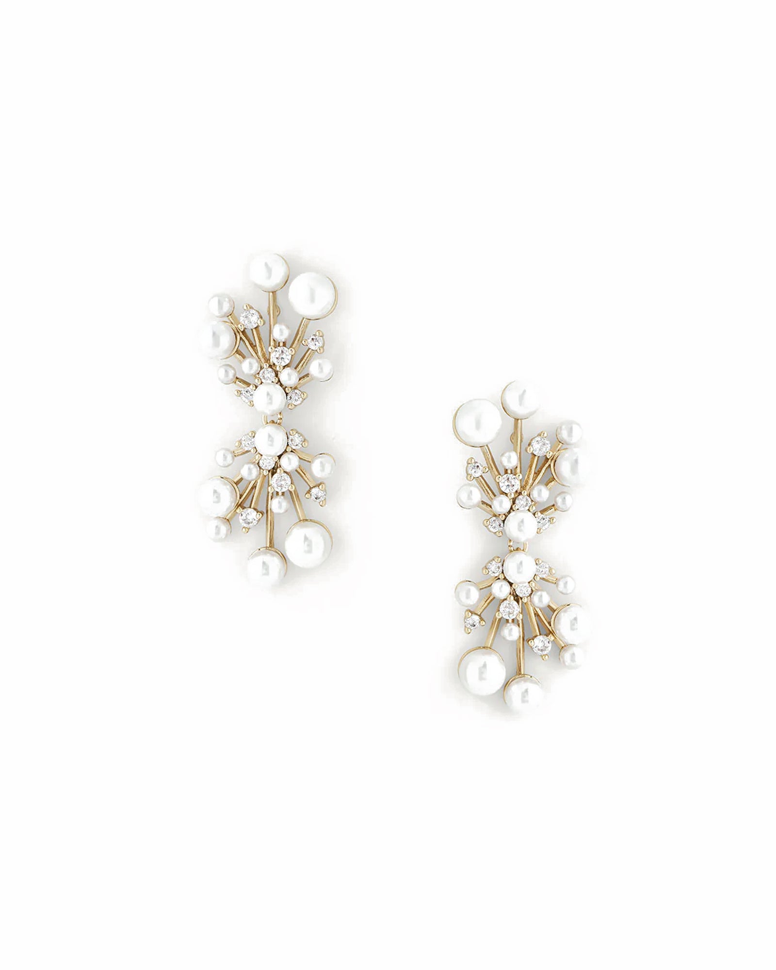 Charlotte Drops 14k Gold Plated, Cubic Zirconia, Pearls