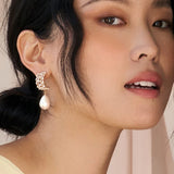 Priya Earrings 14k Gold Plated, Cubic Zirconia, Pearls
