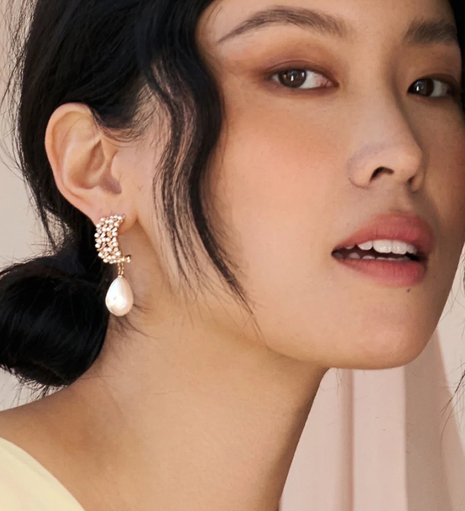 Priya Earrings 14k Gold Plated, Cubic Zirconia, Pearls