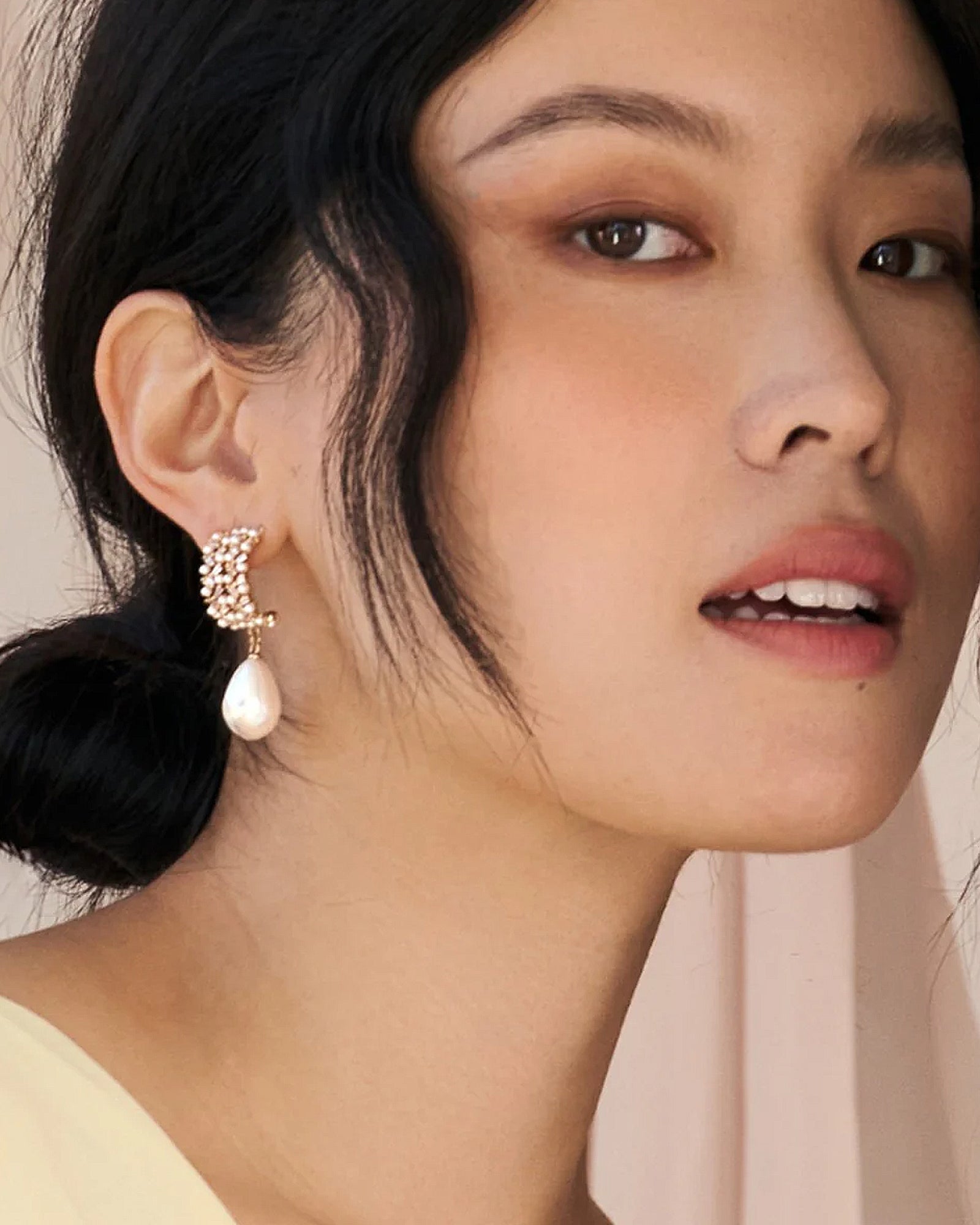 Priya Earrings 14k Gold Plated, Cubic Zirconia, Pearls