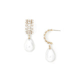 Priya Earrings 14k Gold Plated, Cubic Zirconia, Pearls