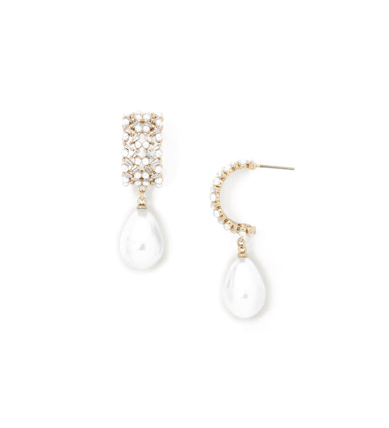 Priya Earrings 14k Gold Plated, Cubic Zirconia, Pearls