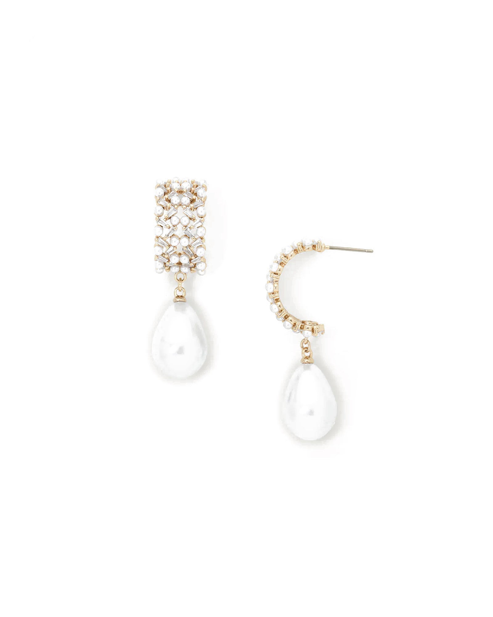 Priya Earrings 14k Gold Plated, Cubic Zirconia, Pearls