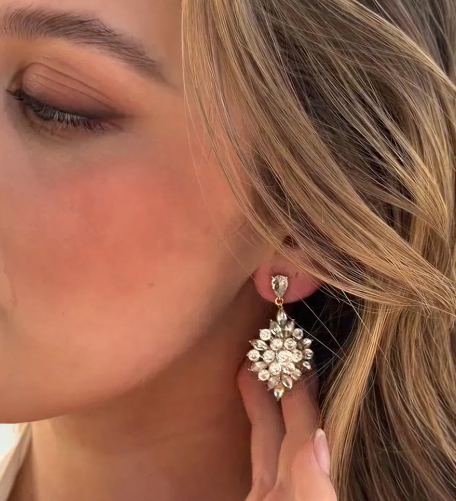 Eliza Drops 14k Gold Plated, Crystal
