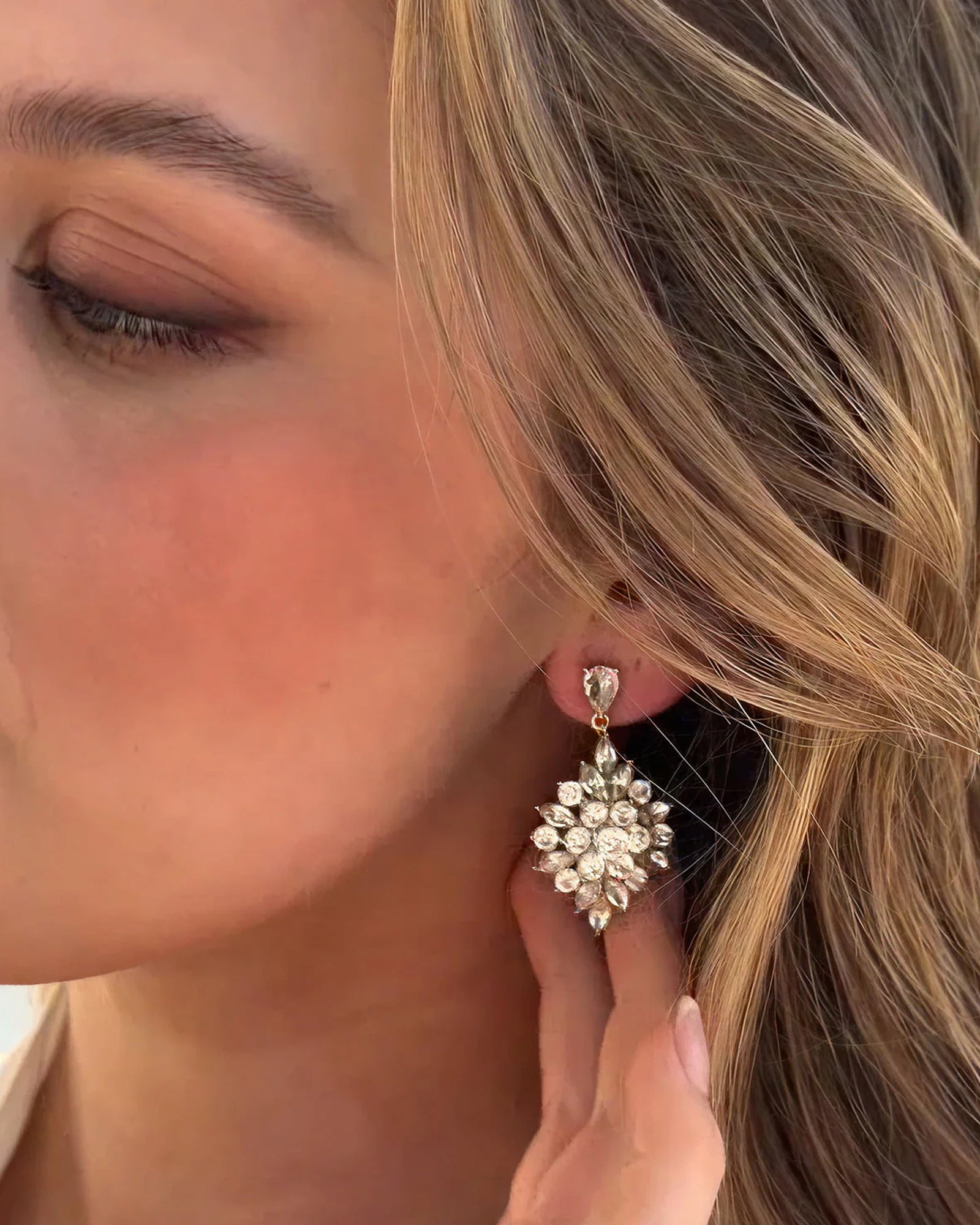 Eliza Drops 14k Gold Plated, Crystal