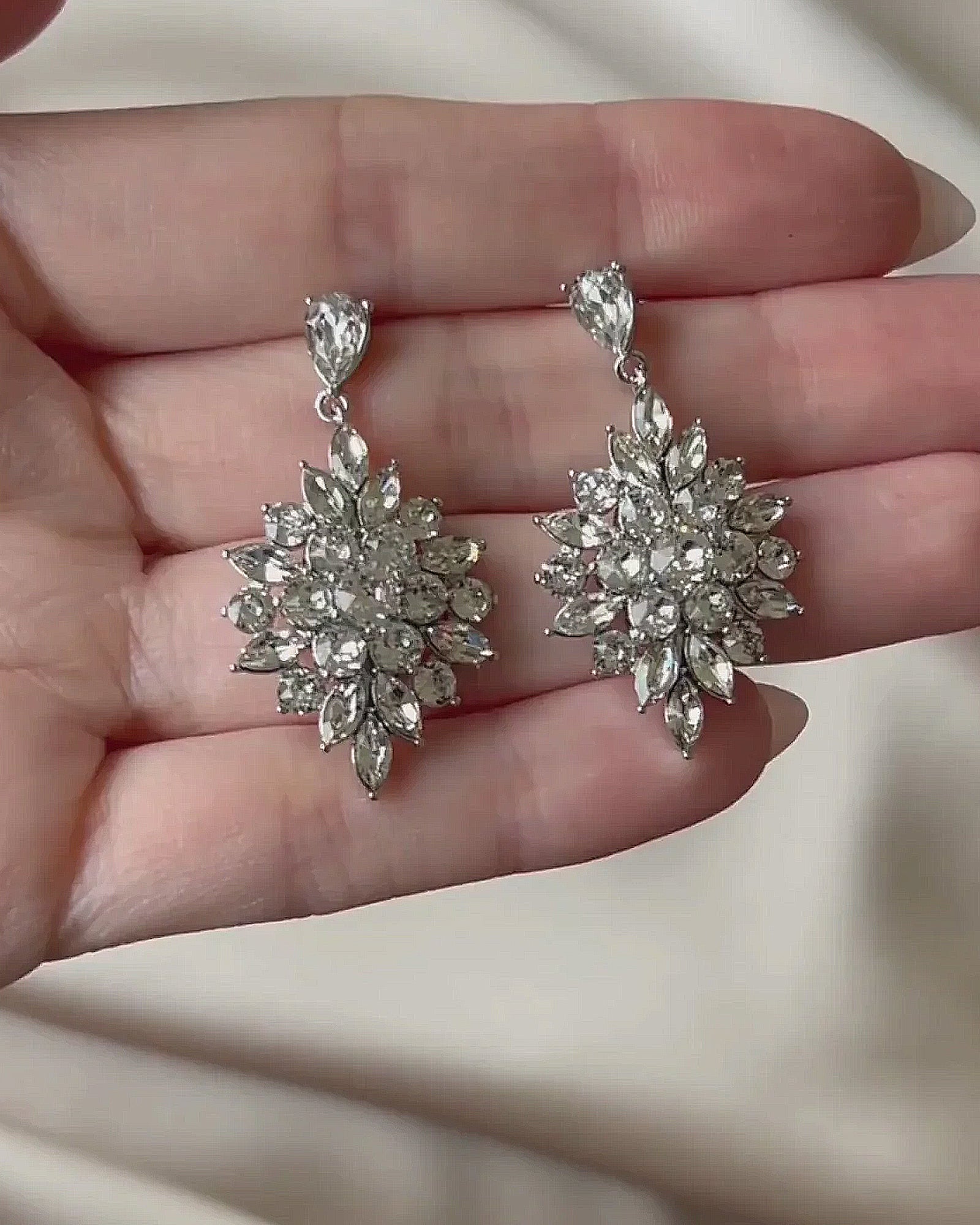 Eliza Drops Silver Tone Plated, Crystal