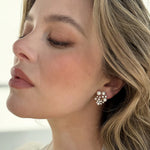 Julianna Studs 14k Gold Plated, Cubic Zirconia, Pearls
