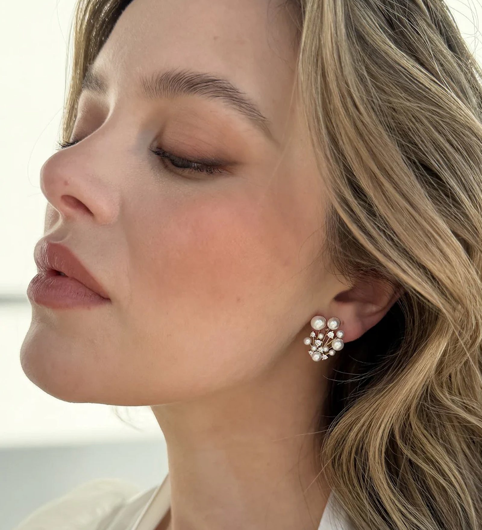 Julianna Studs 14k Gold Plated, Cubic Zirconia, Pearls