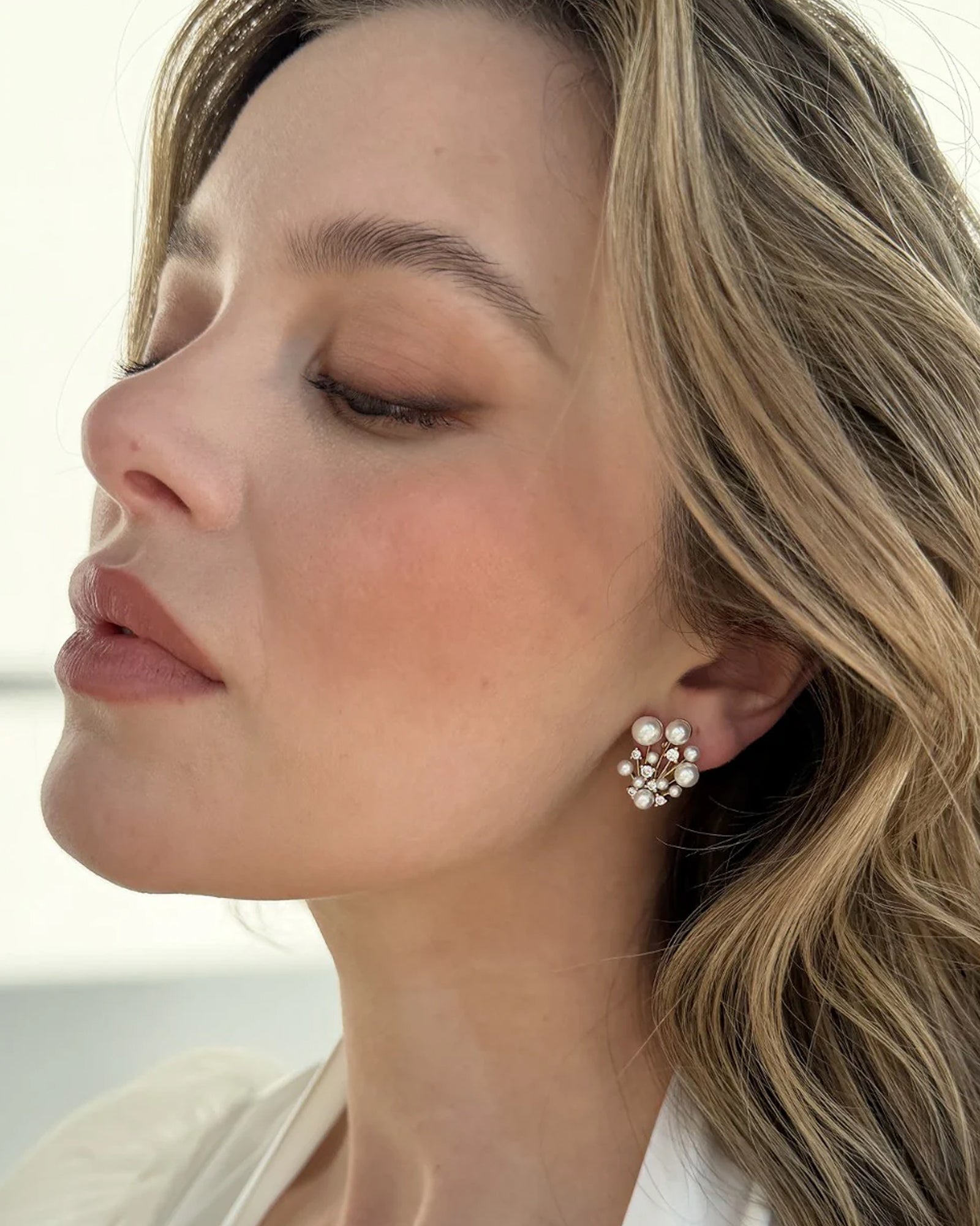 Julianna Studs 14k Gold Plated, Cubic Zirconia, Pearls