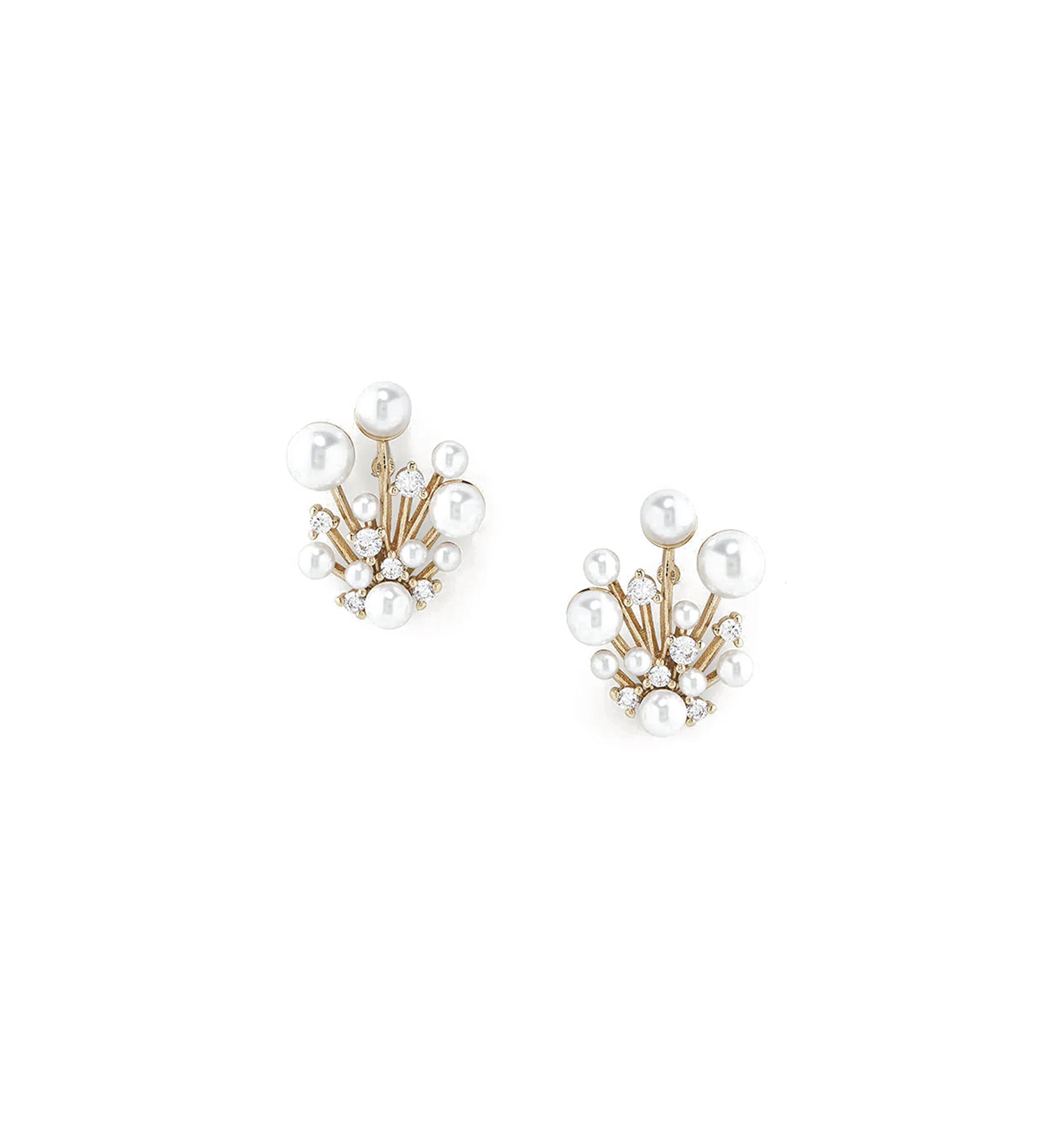 Julianna Studs 14k Gold Plated, Cubic Zirconia, Pearls