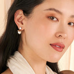 Lainey Drop Earrings 14k Gold Plated, Cubic Zirconia, Pearl